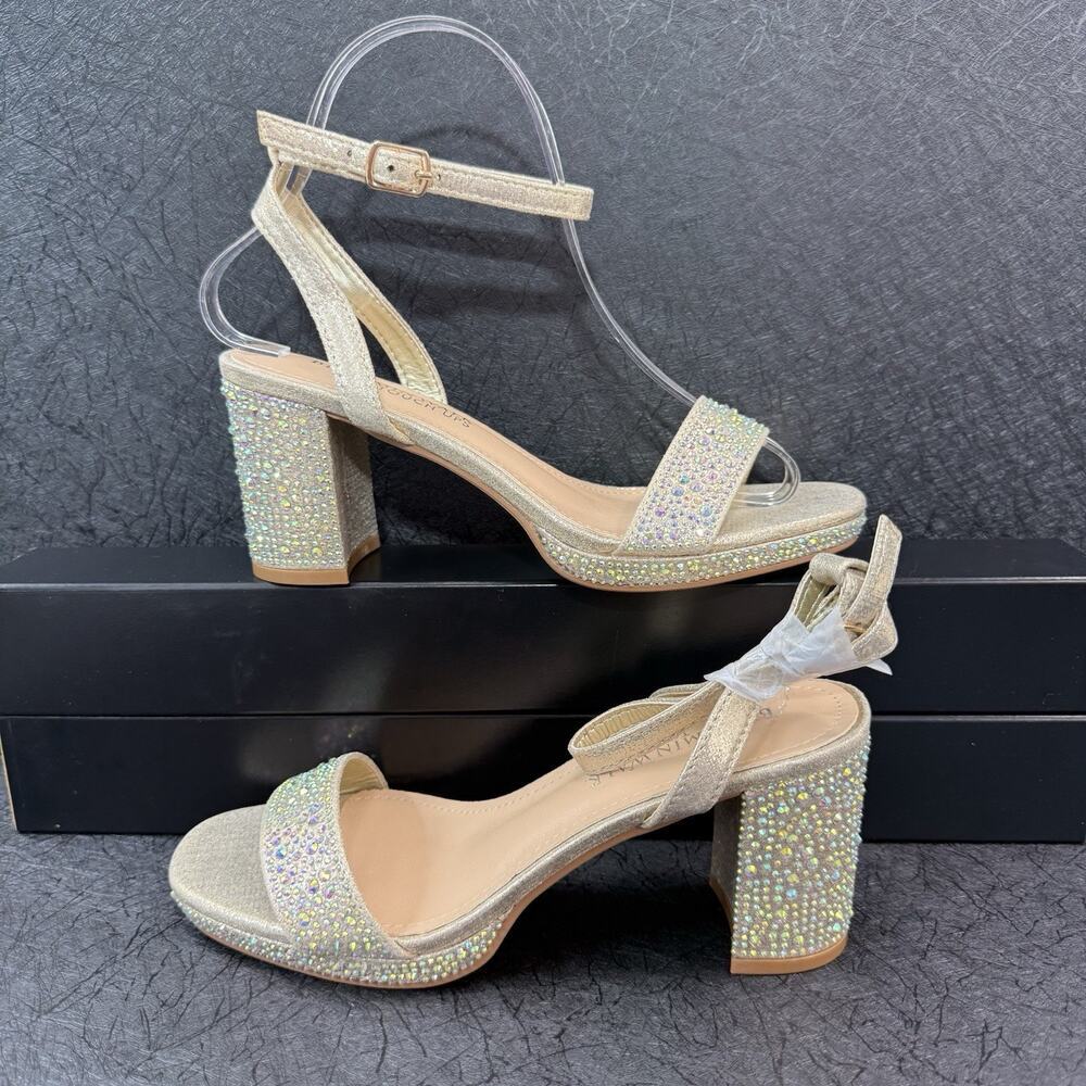 Benjamin Walk Touch Ups Women’s Champagne Glitter Rhinestones Formal Heels 6.5